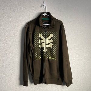 Zoo York Mens Graphic Logo Stand Up Neck Full Zip Sweatshirt Fleece Green XLarge